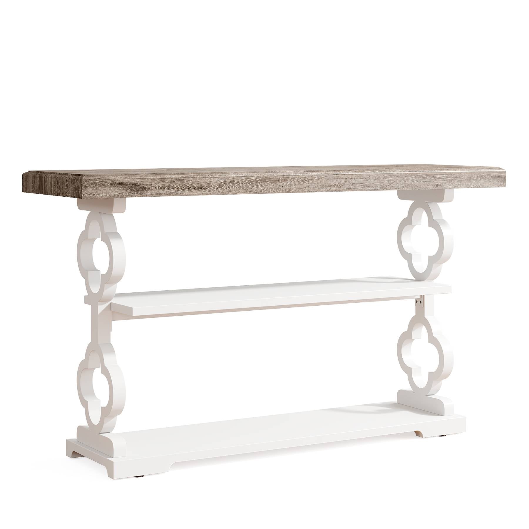 Farmhouse Console Table, 55" Entryway Sofa Table with Storage Shelves Tribesigns