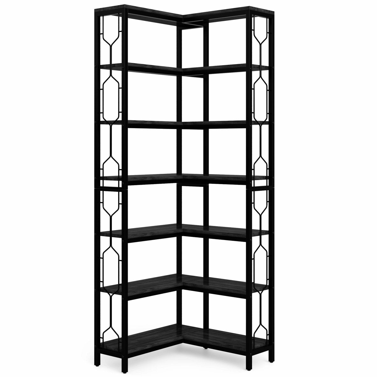 7 - Tier Corner Bookshelf, Industrial Corner Etagere Bookcase Tribesigns