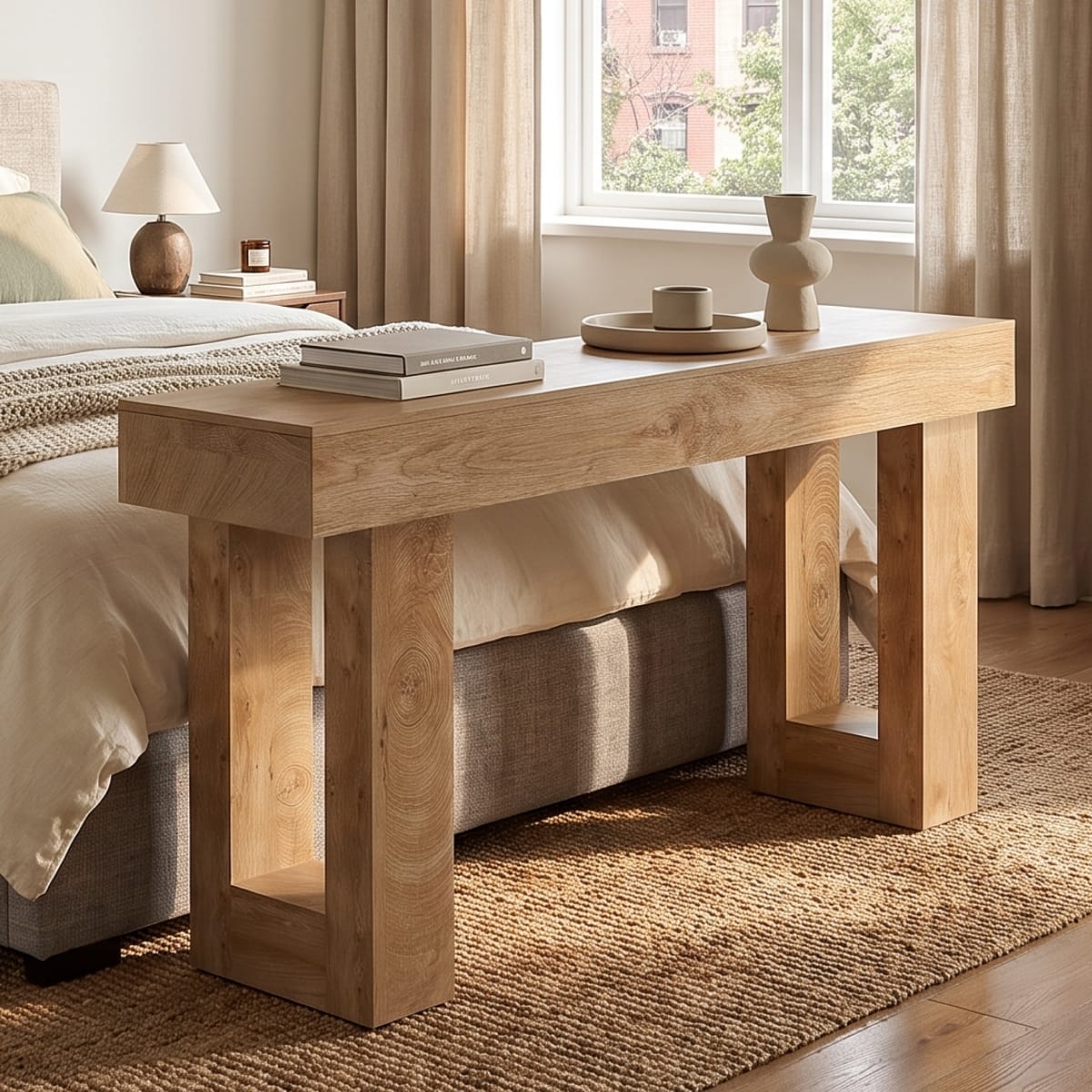 63" Rustic Sofa Table, Chunky Console Table for Entryway