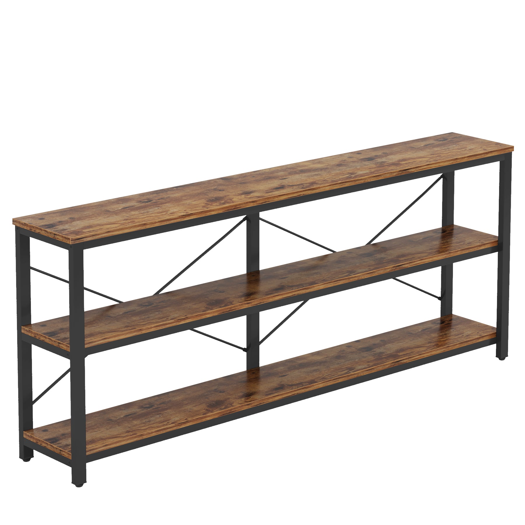 Tribesigns 70.9-Inch Extra Long Console Table, 3-Tier Industrial Sofa Table with Storage