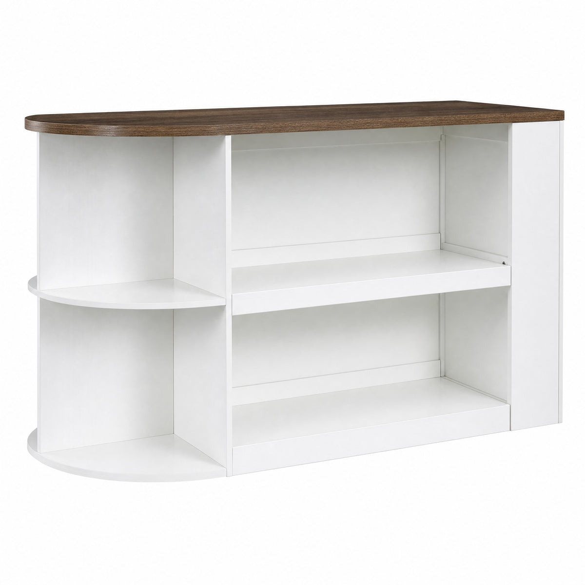 63" Oval Kitchen Island with Storage, Two-Tone Arch Design Bar Table, Prep Table