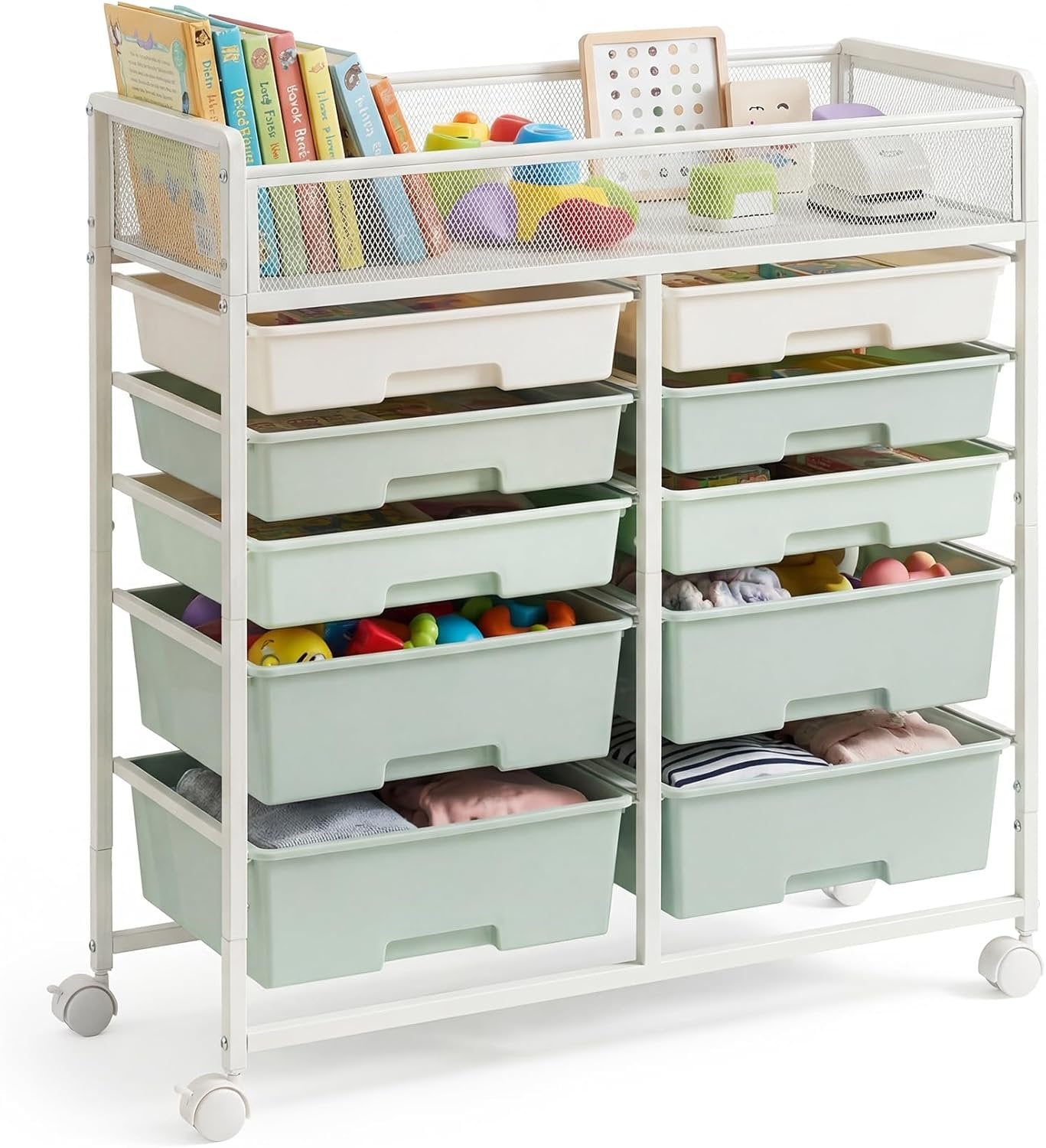 Rolling Craft Cart with 10 Drawers, Art Craft Organizers and Storage with Lockable Wheels#Size_10-drawers