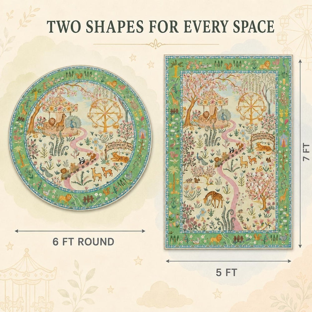 Animal Floral Rug, Soft Washable Area Rug with Non-Slip Backing for Living Room, Bedroom