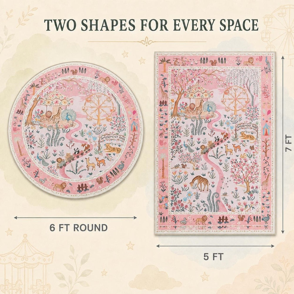 Animal Floral Rug, Soft Washable Area Rug with Non-Slip Backing for Living Room, Bedroom