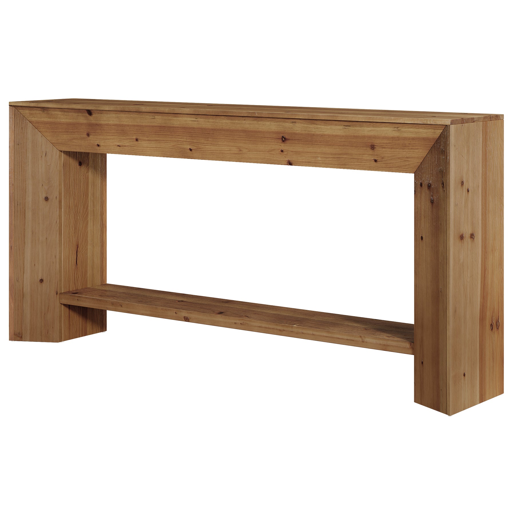 Solid Wood Console Table, 63" Wooden Sofa Table Behind Couch with Storage