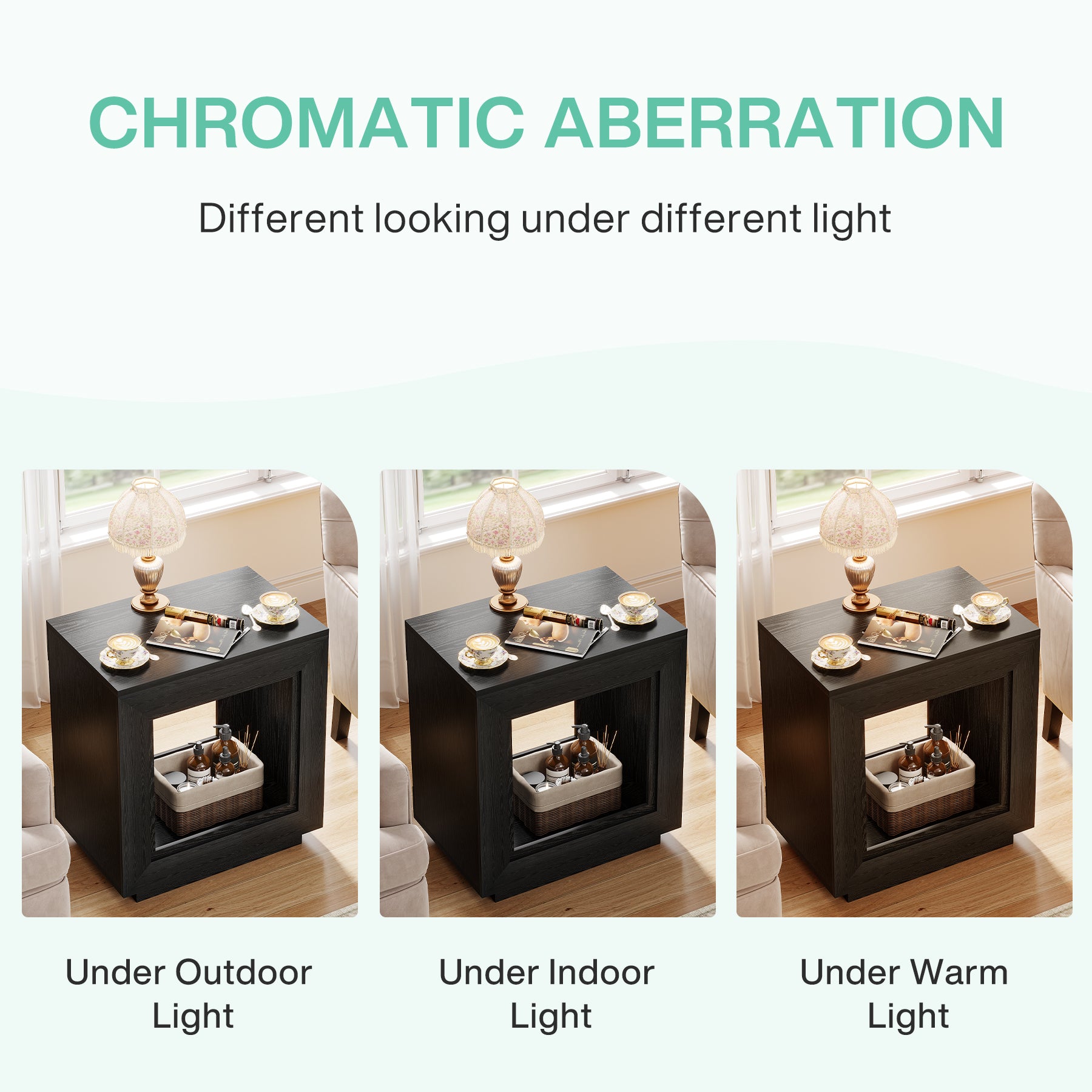 Square End Table, 2-Tier Wooden Sofa Side Table with Storage Shelf