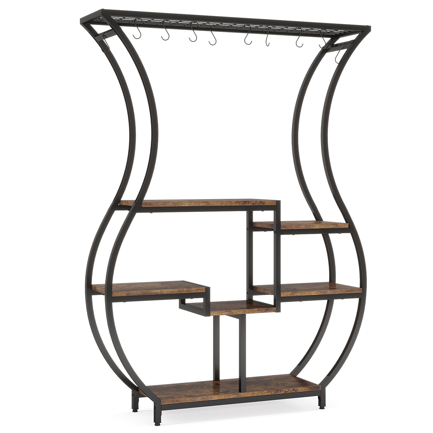 Vase-Shaped Plant Stand, 6-Tier Plant Display Rack with 10 Hanging Hooks