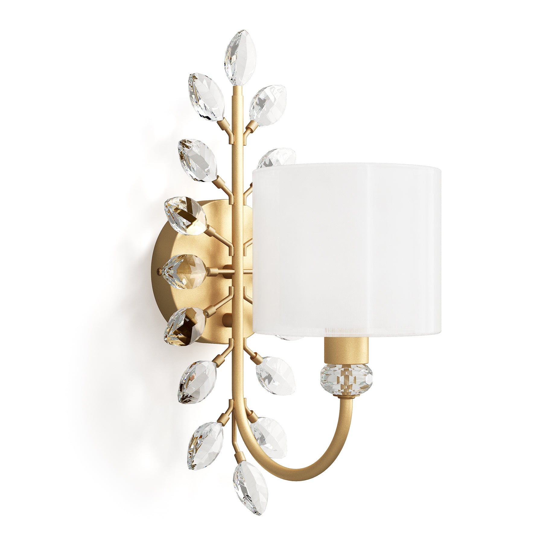 Wall Light Fixtures, Decorative Wall Sconce with Crystal Leaves Shape for Living Room(E12 Base)