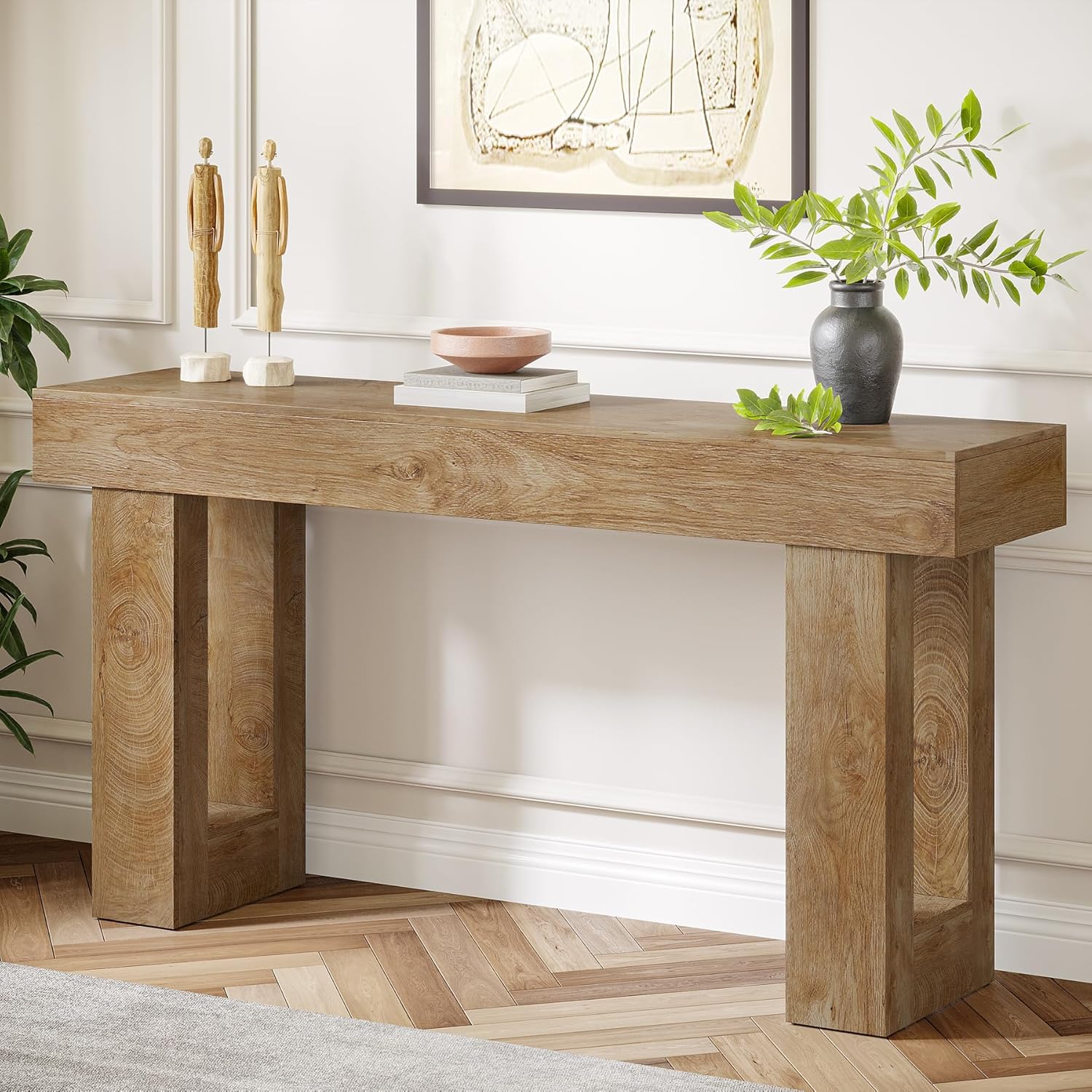 Wooden Sofa Table, 63-Inch Console Table For Entryway