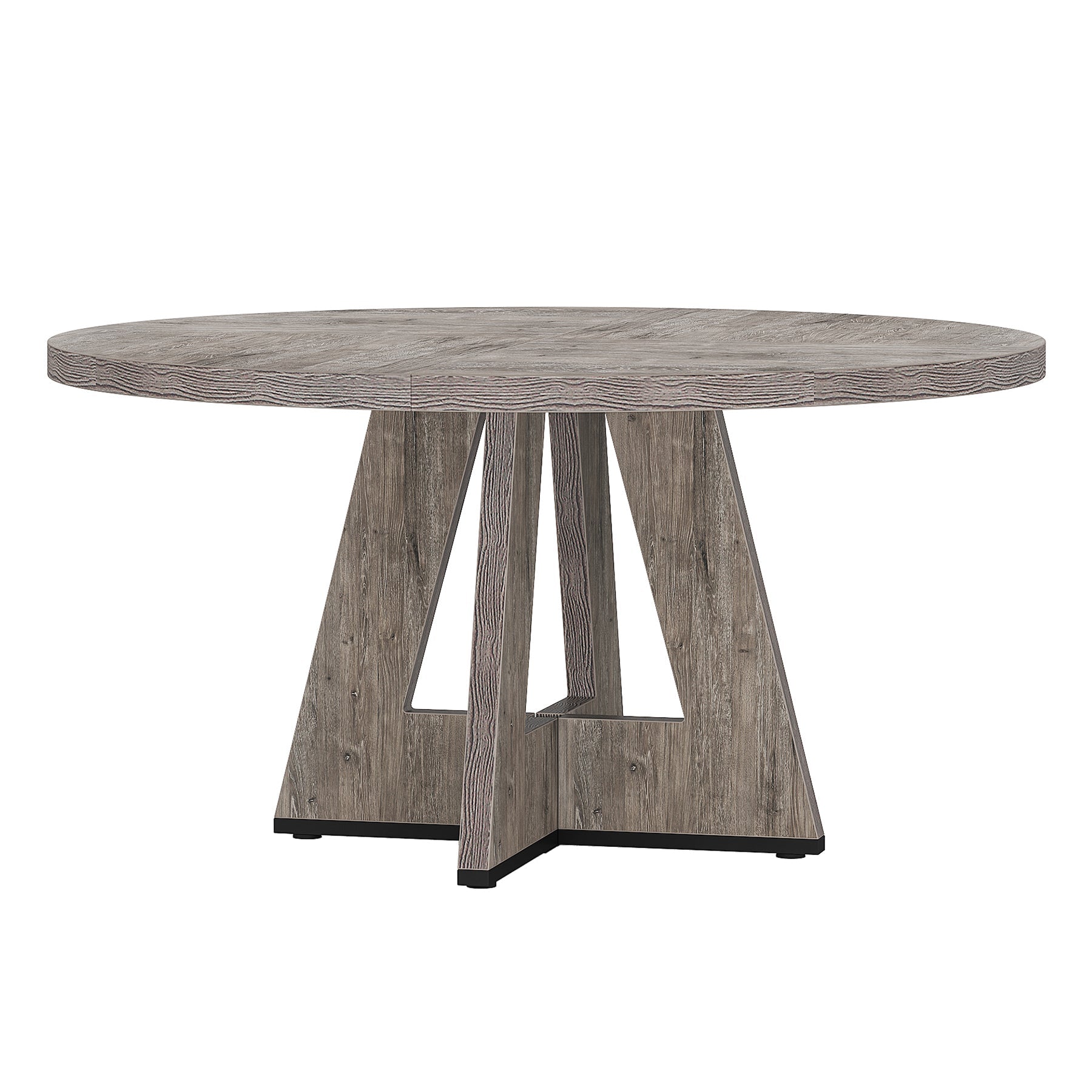 47-Inch Round Farmhouse Dining Table for 4–6 with Cross-Style Pedestal Base