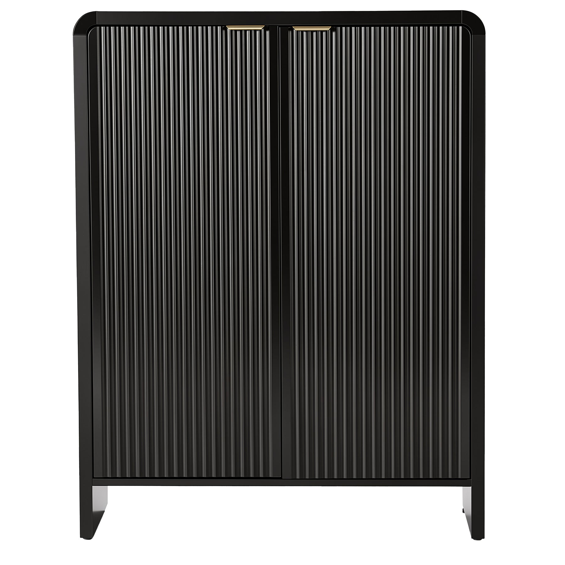 43.31-Inch Black Shoe Storage Cabinet with Doors, 6-Tier Fluted Entryway Organizer