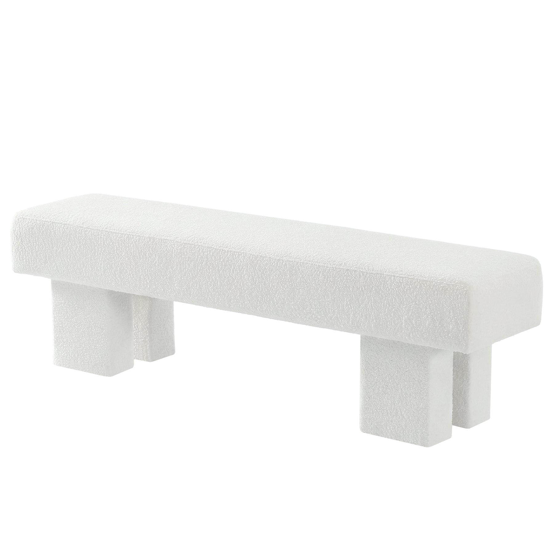 59" Entryway Bench, Modern Upholstered Ottoman Shoe Bench