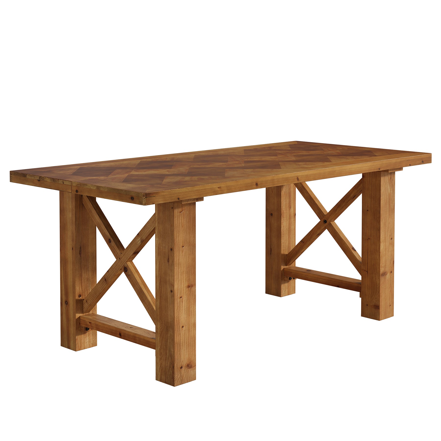 63" Solid Wood Dining Table for 4-6, Rectangle Kitchen Table with X-Shaped Frame