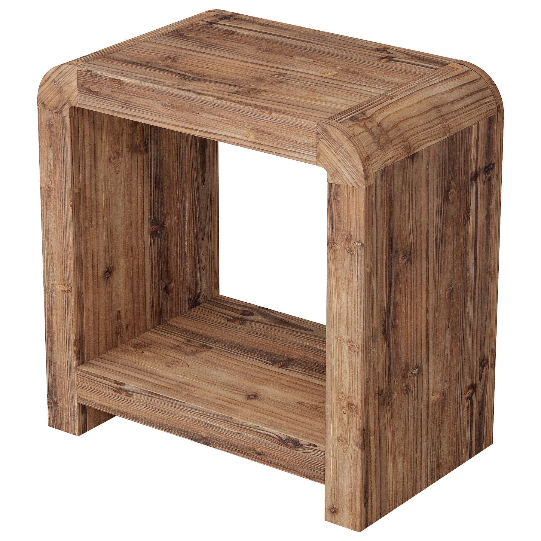 23.62" Solid Wood End Table, 2-Tier Narrow Side Table with Storage for Living Room