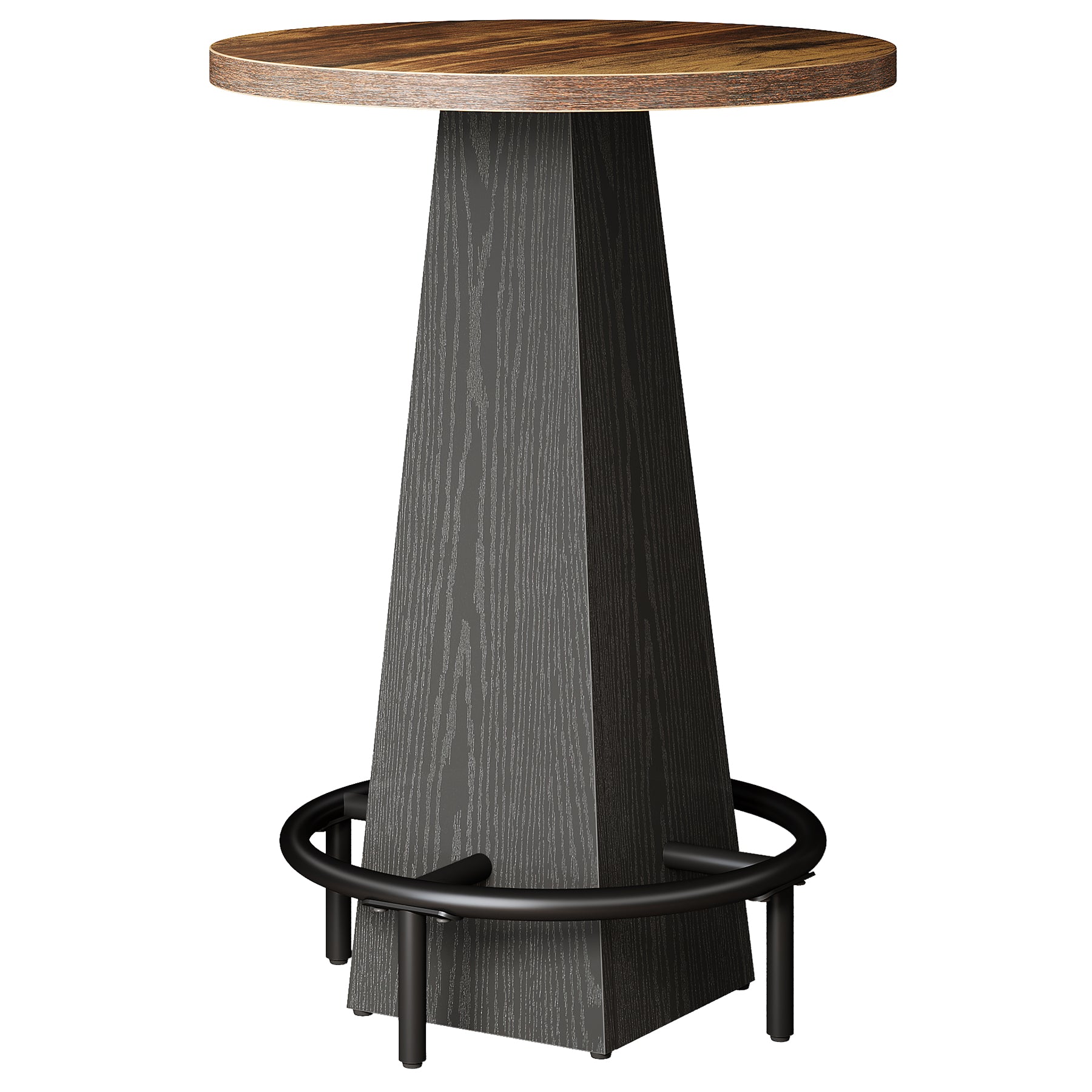 Round Pub Table, Counter Height Bar Table With Footrest