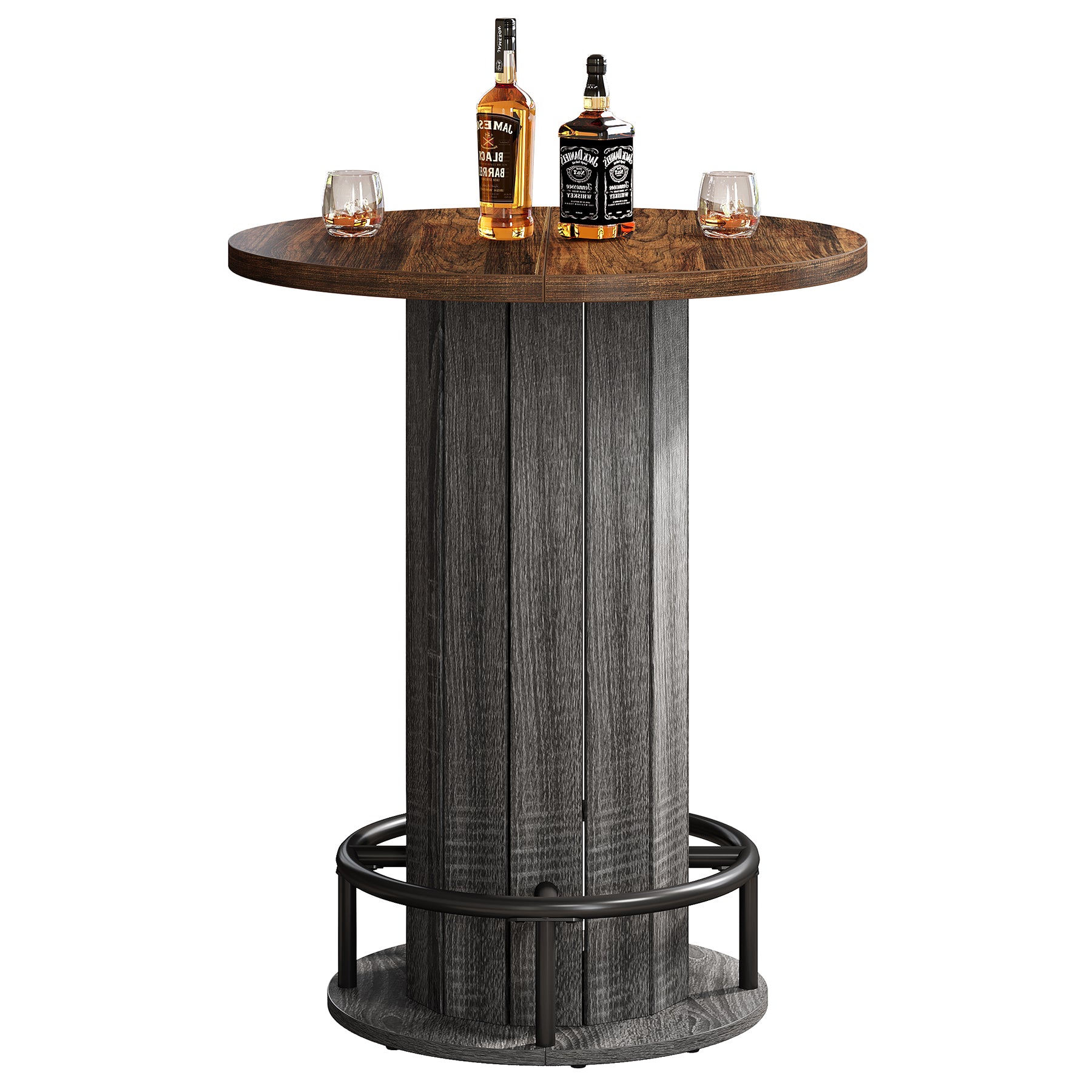 31" Bar Table, Round Bistro Pub Table with Footrest for Dining Coffee Cocktail(Only Table)