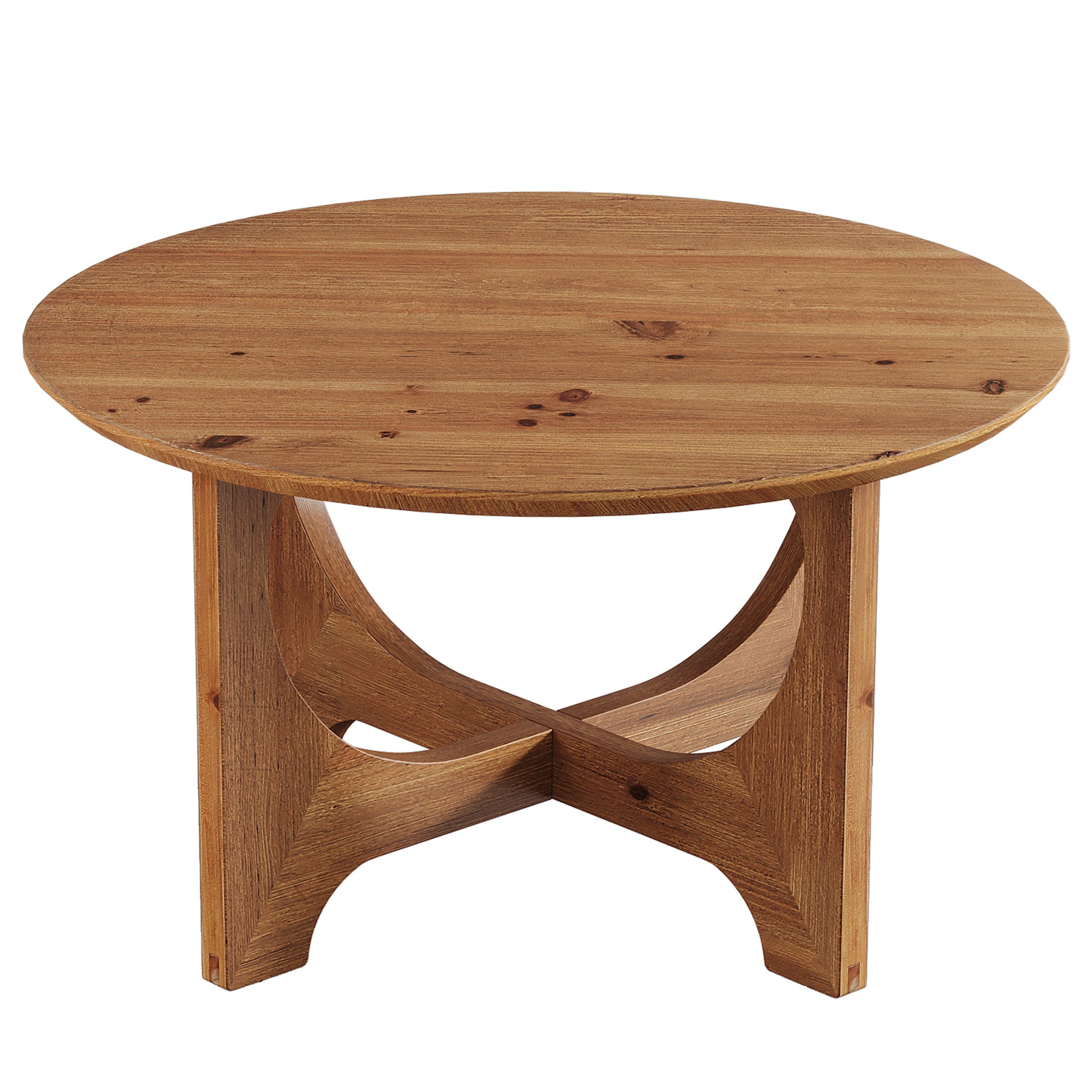 Solid Wood Coffee Table, 31.5" Round Center Table for Living Room