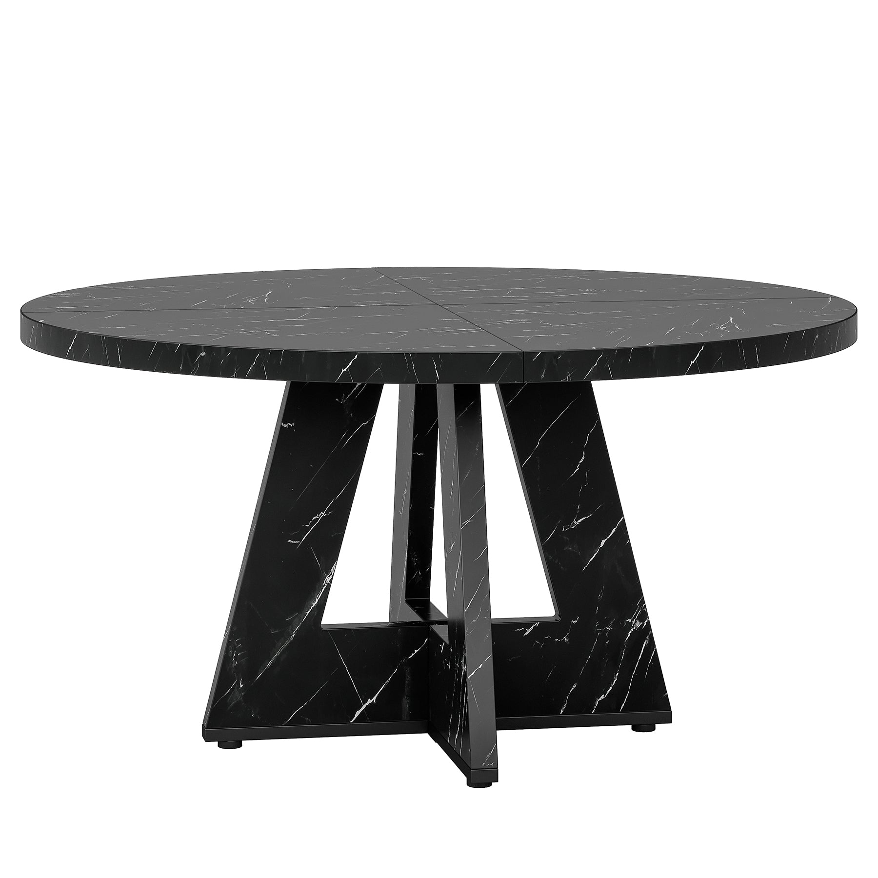 47-Inch Round Farmhouse Dining Table for 4–6 with Cross-Style Pedestal Base