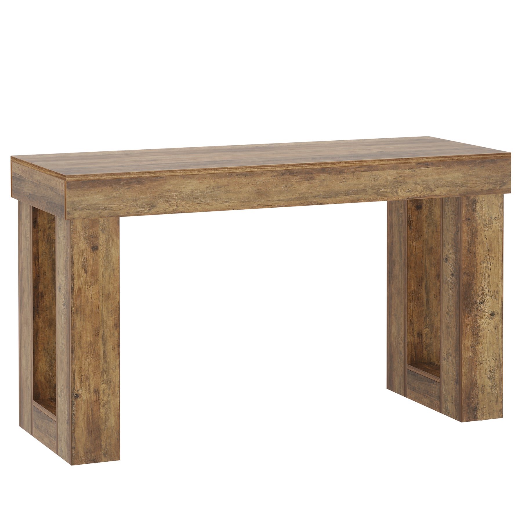 63" Bar Table, Counter Height Pub Table with Sturdy Rectangular Base