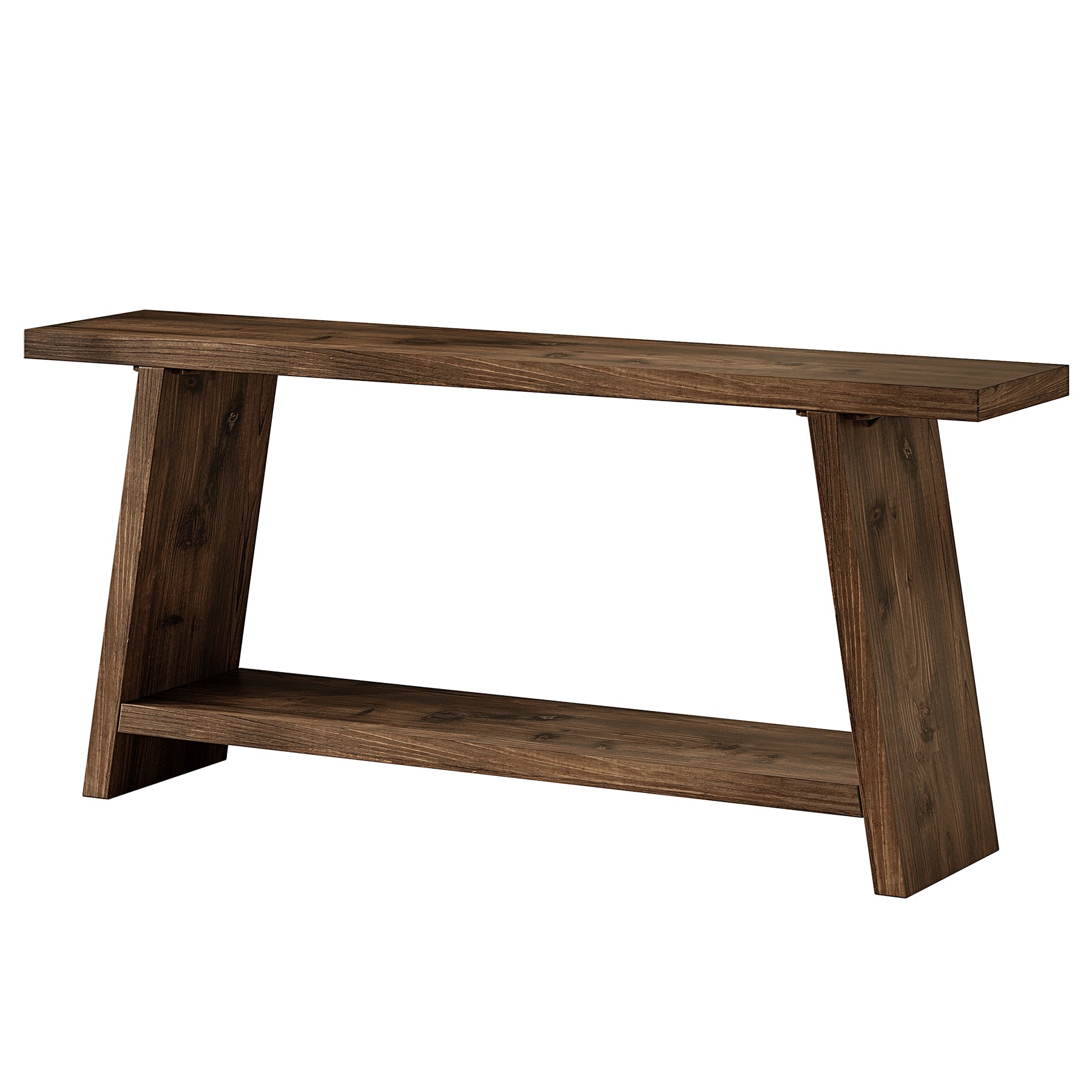 Solid Wood Console Table, 70.9" Sofa Table Behind Couch with 2-Tier Storage