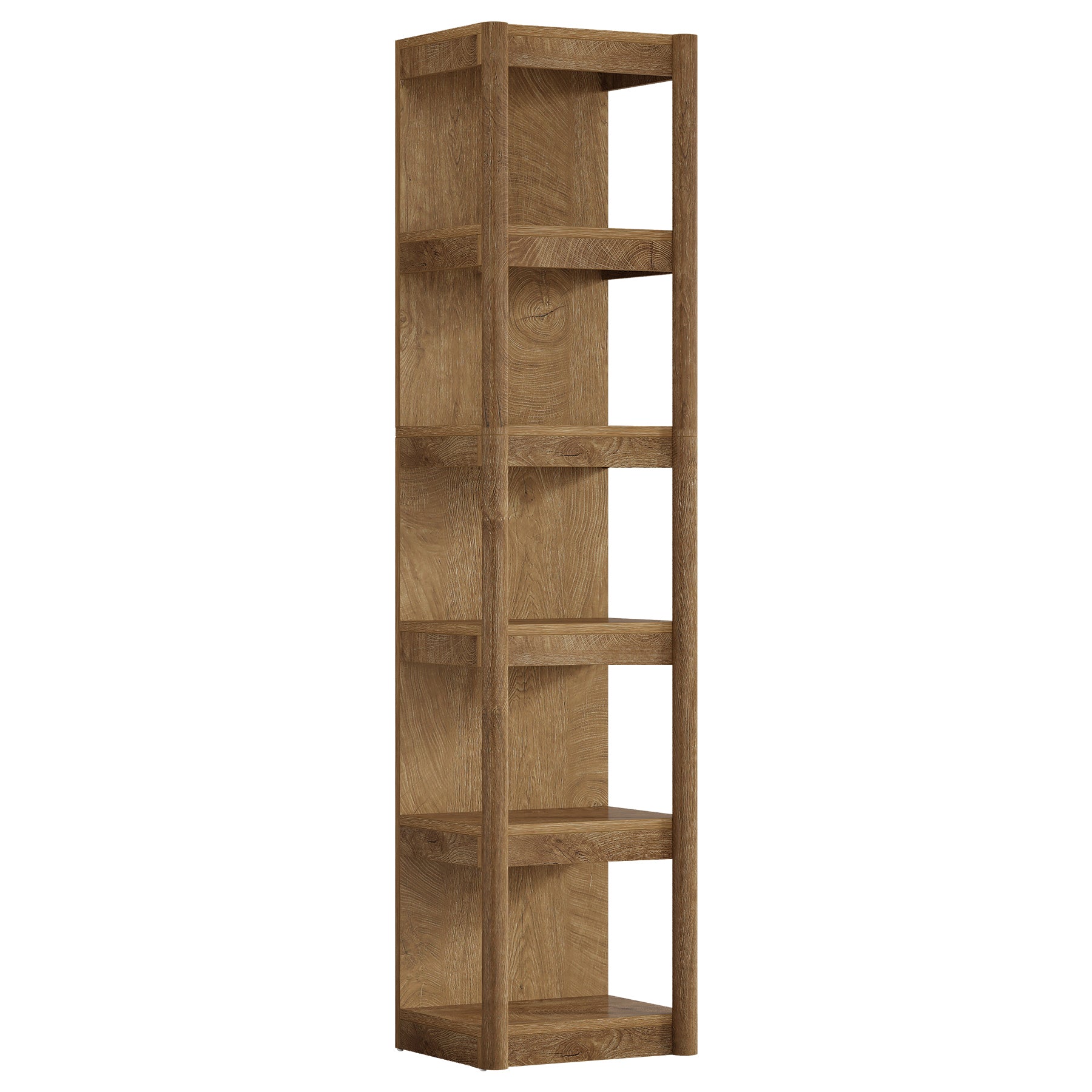 5-Tier Narrow Bookcase, 70.9" Farmhouse Bookshelf with Open Storage Rack