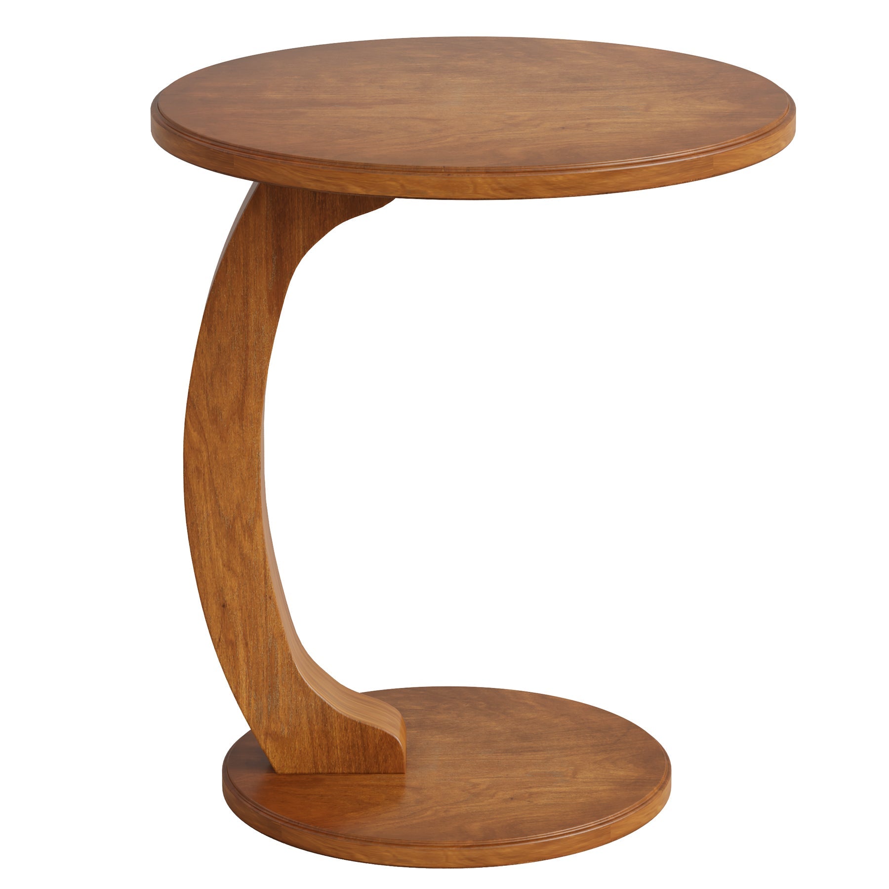 C - Shaped End Table, Round Solid Wood Side Table for Living Room Tribesigns