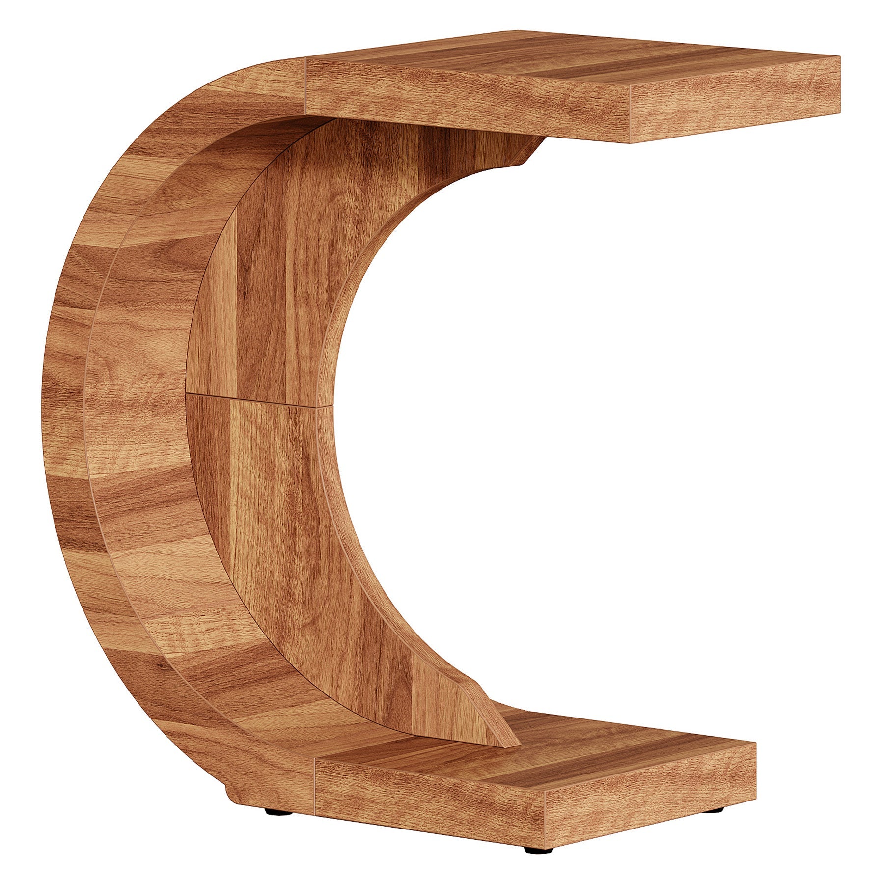 C - Shaped End Table, Wood Side Table for Couch Sofa Tribesigns