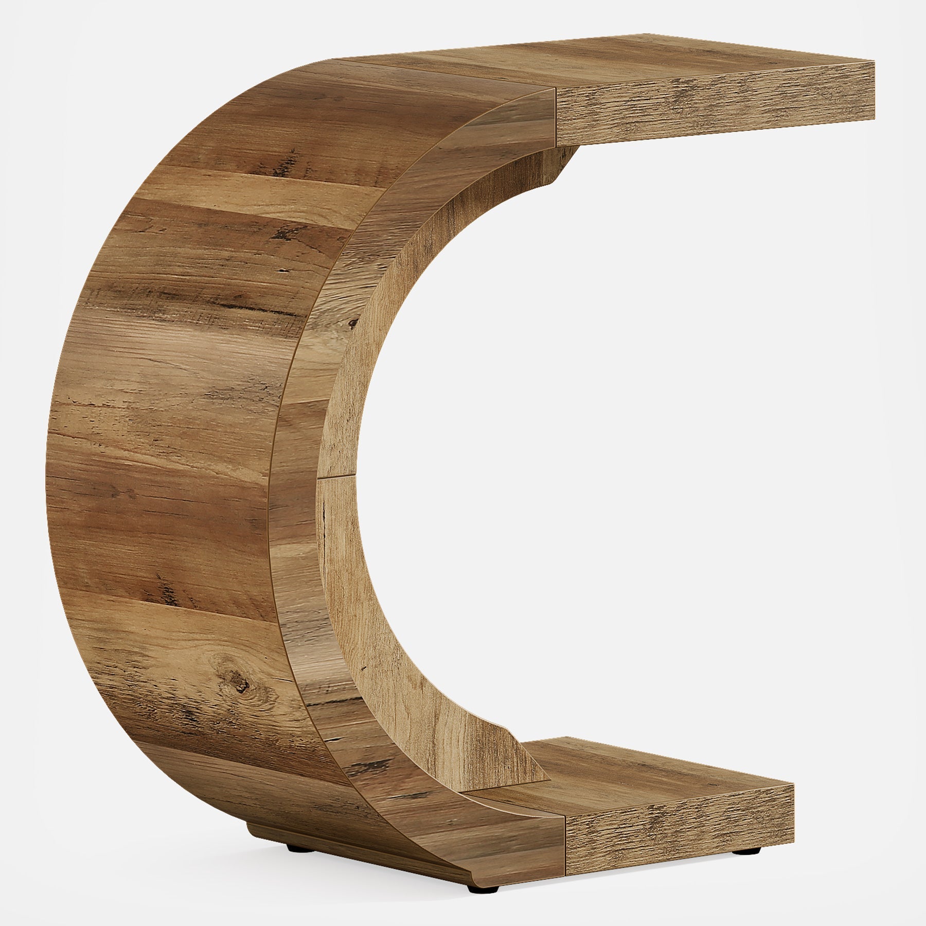 C - Shaped End Table, Wood Side Table for Couch Sofa Tribesigns