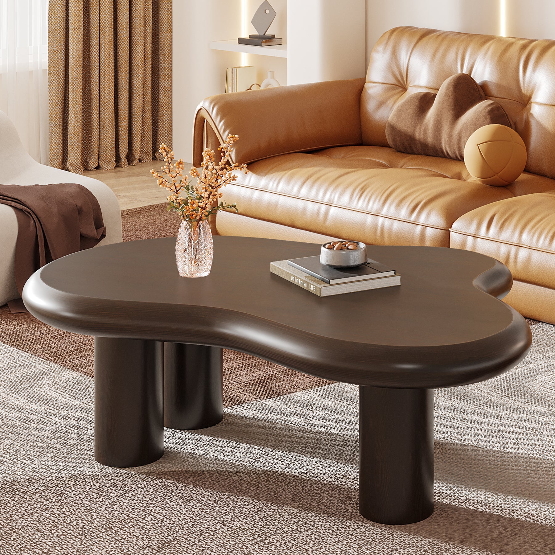Cloud - Shaped Coffee Table, Modern Center Table with 4 Solid Legs Tribesigns