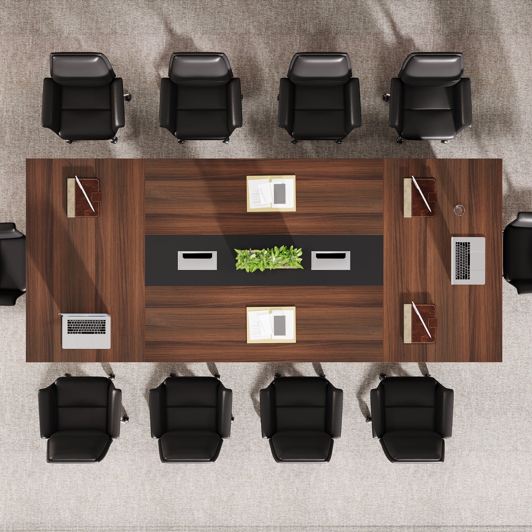 Conference Room Table, 8ft Office Meeting Desk with Cable Management Tribesigns