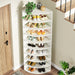 Corner Shoe Rack, 9-Tier Wooden Shoe Shelf Cabinet with Large Storage Tribesigns