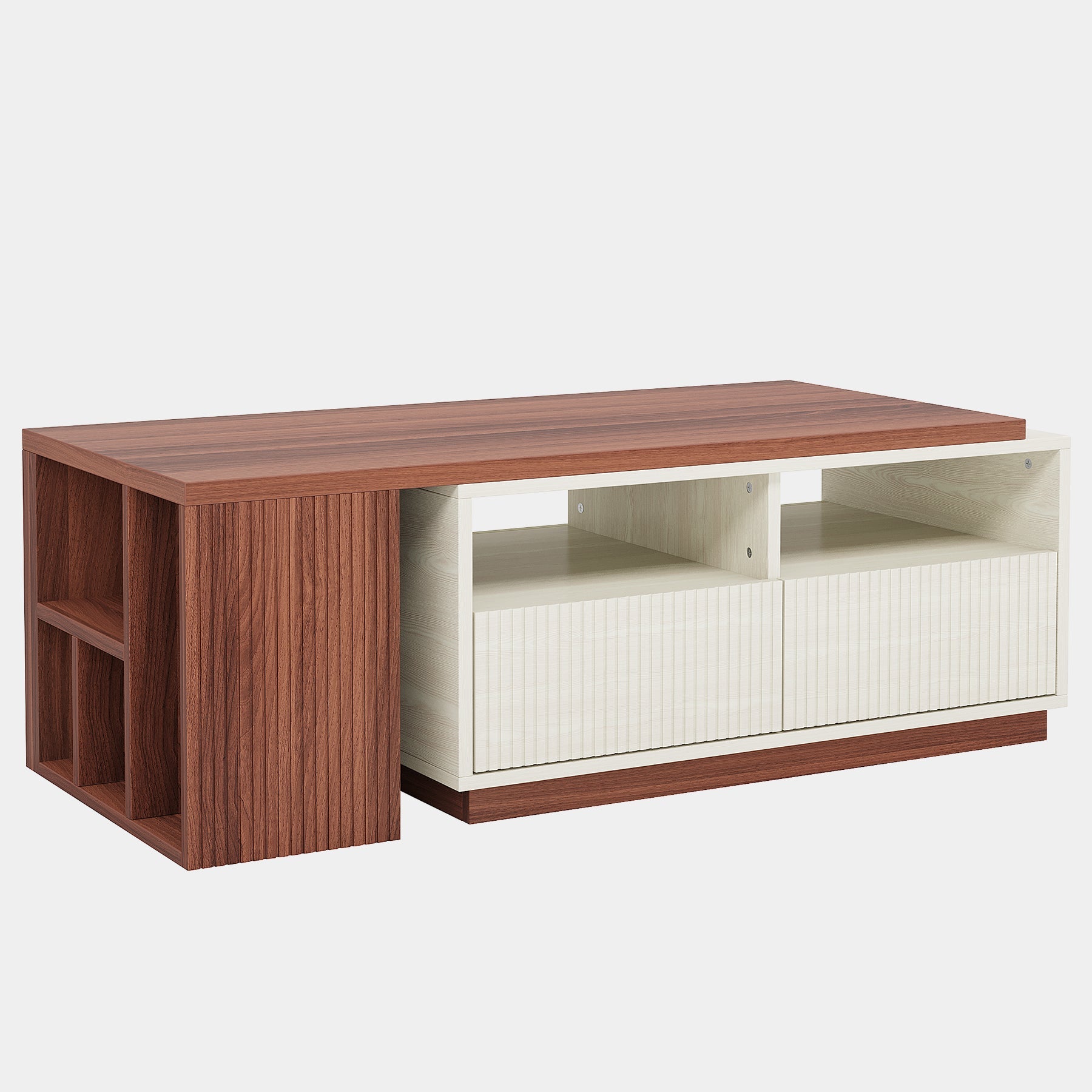 Extendable Coffee Table, Center Table with 2 Drawers and Reversible Tabletop Tribesigns