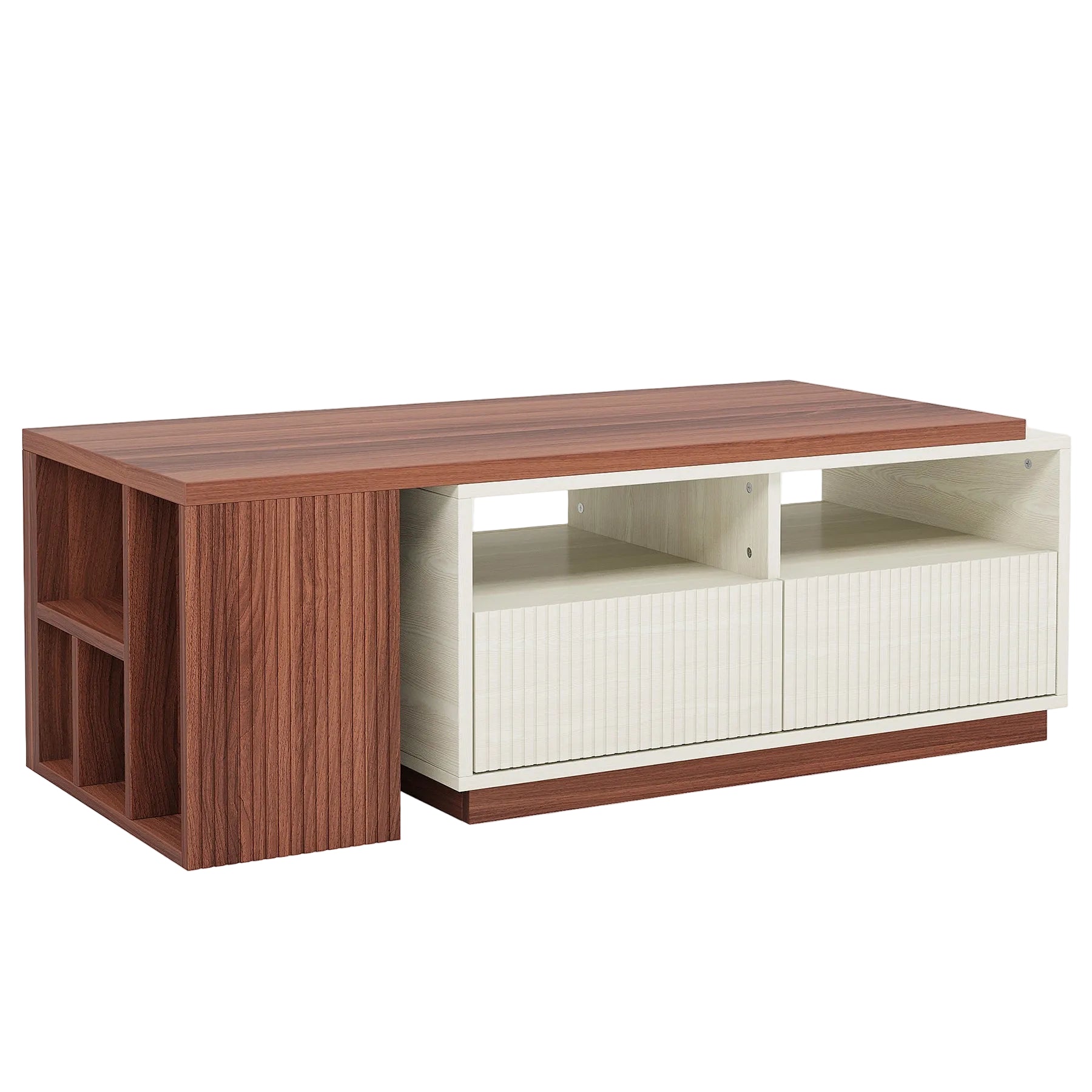 Extendable Coffee Table, Center Table with 2 Drawers and Reversible Tabletop Tribesigns
