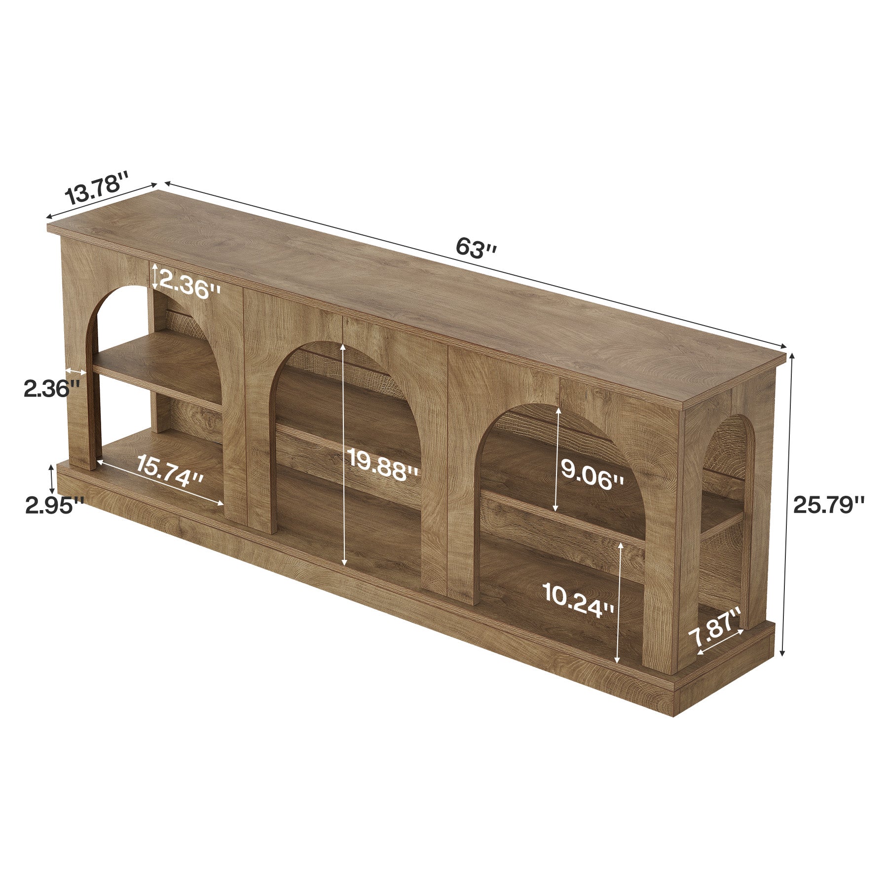 63" Farmhouse Entertainment Center, TV Stand with Storage Cabinets for 70 Inch TV