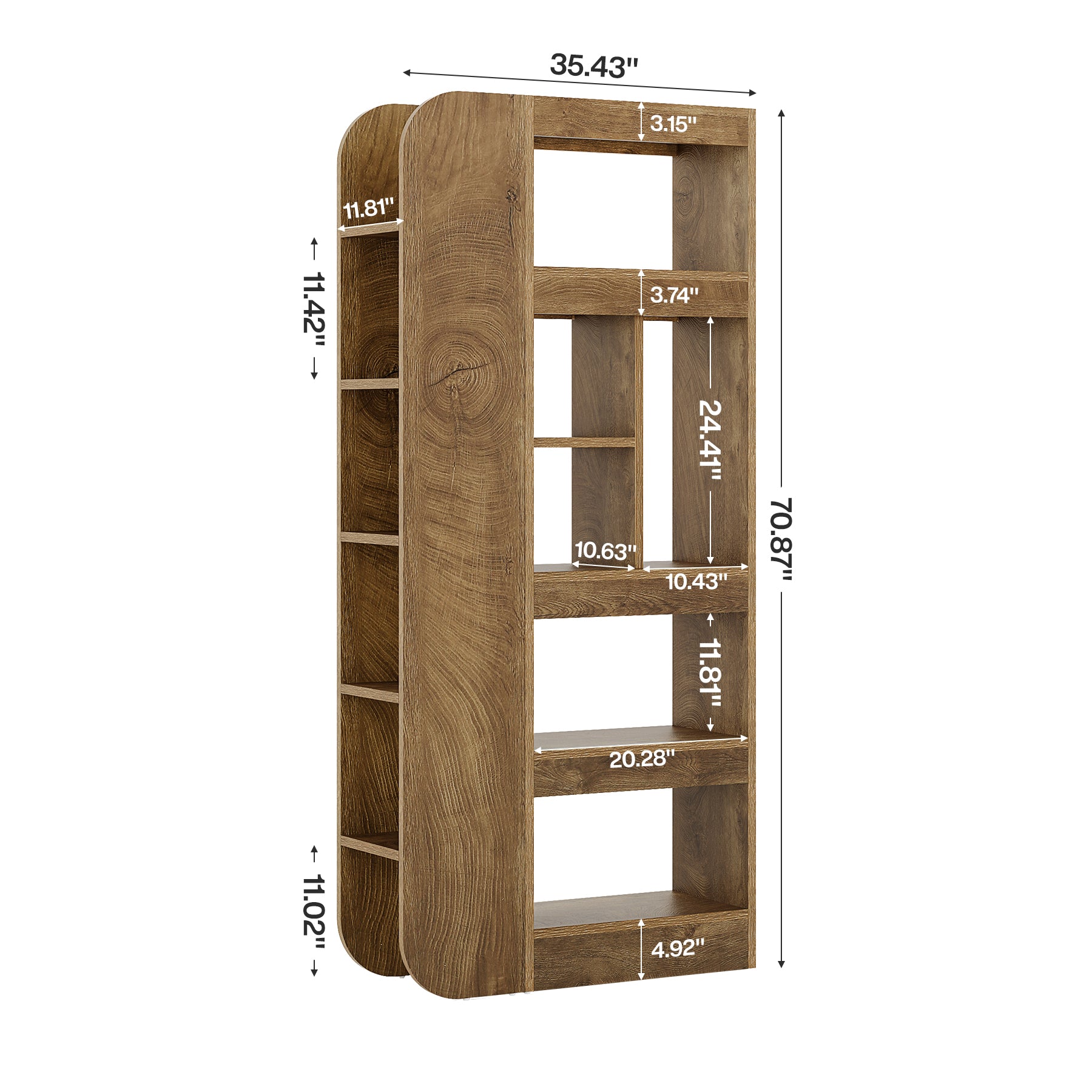 71" Room Divider with Open Storage Shelves, Freestanding Wall Partition for Living Room