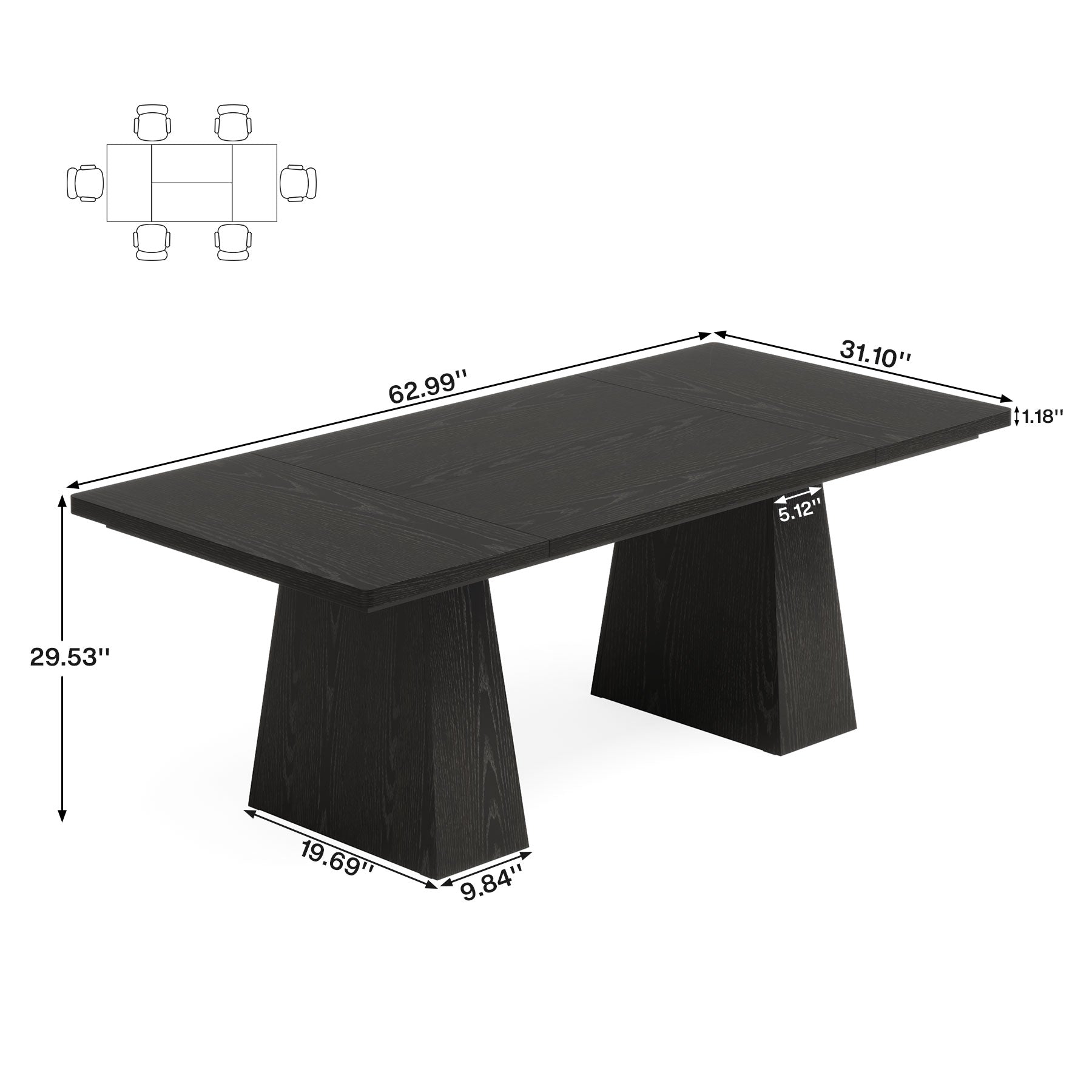 63" Executive Desk, Modern Office Computer Desk Workstations Tribesigns