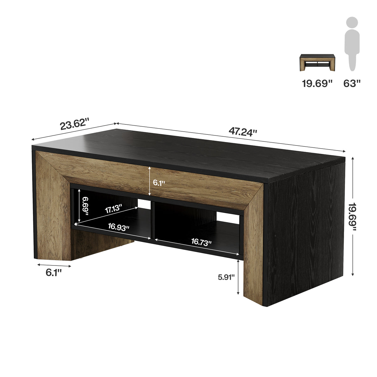 Modern Coffee Table with Open Storage