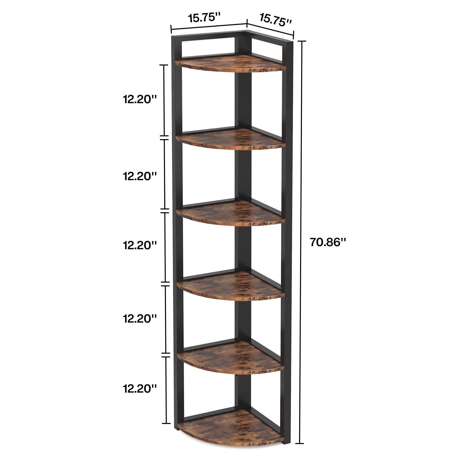 6 - Tier Corner Shelf, Small Corner Bookshelf Storage Rack Tribesigns