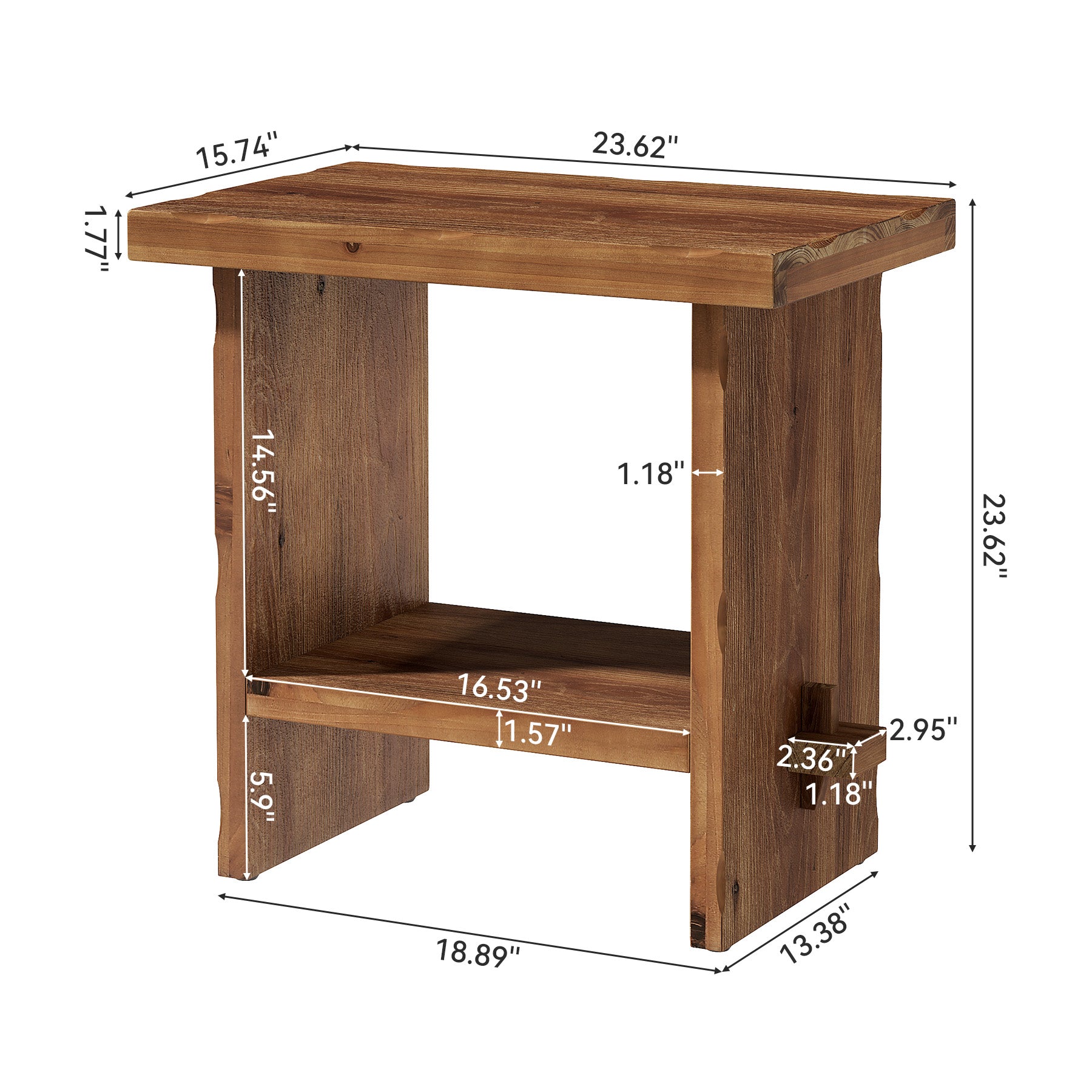 Tribesigns 23.62-Inch Solid Wood Side Table, Wooden End Table with Solid Base
