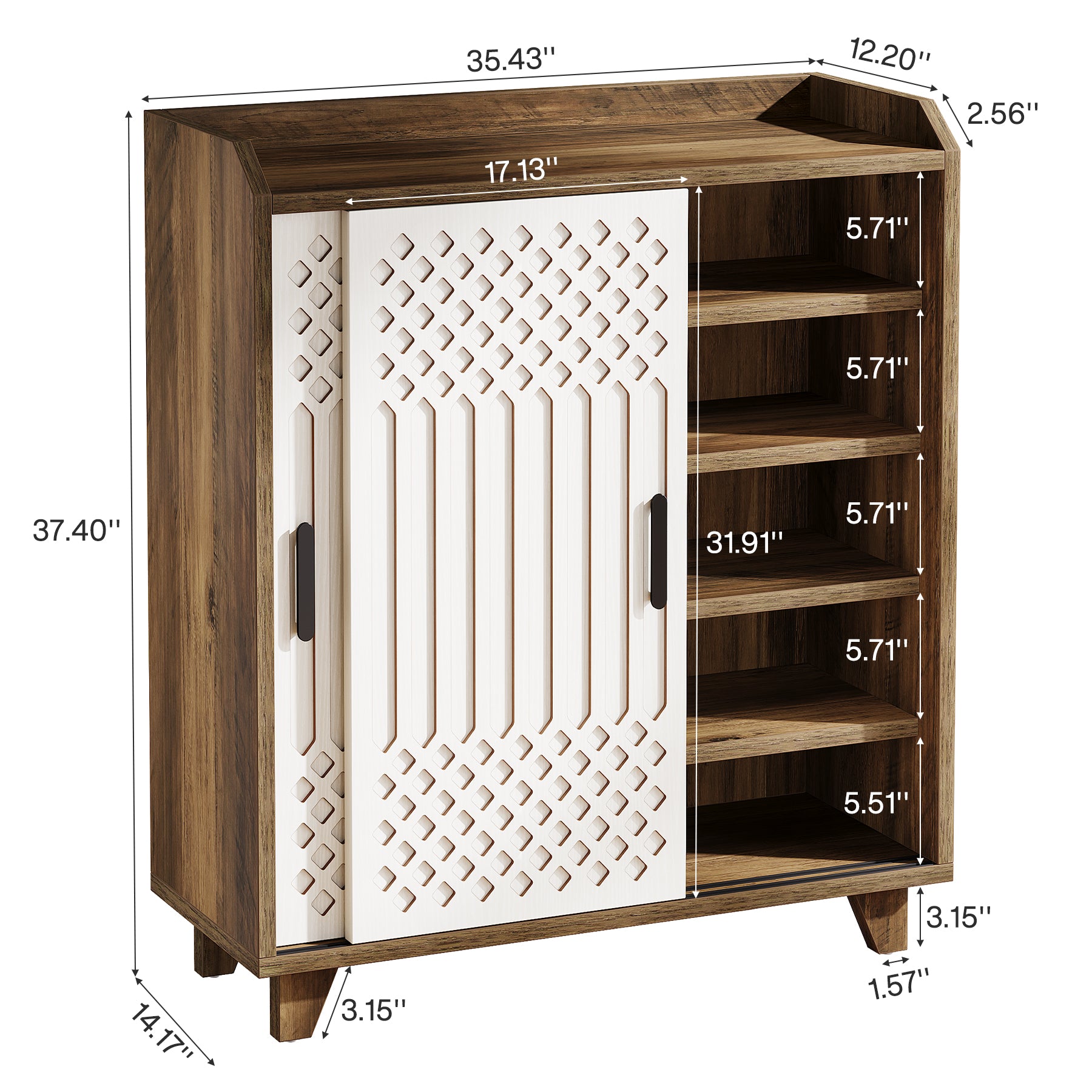 Farmhouse Sideboard Buffet Cabinet with Sliding Doors & Adjustable Shelves