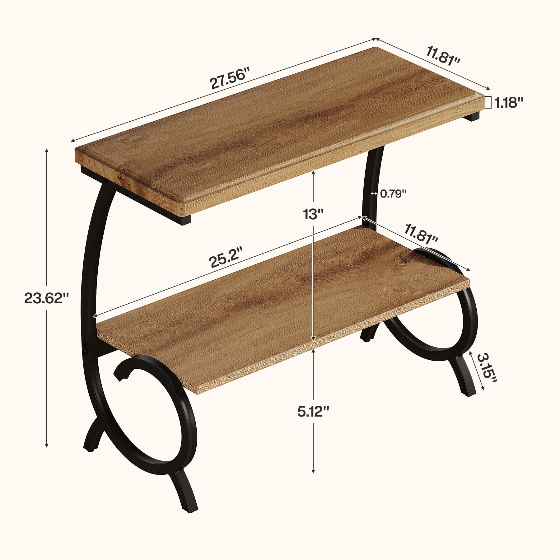 Tribesigns 2-Tier End Table, J-Shaped Side Table for Living Room
