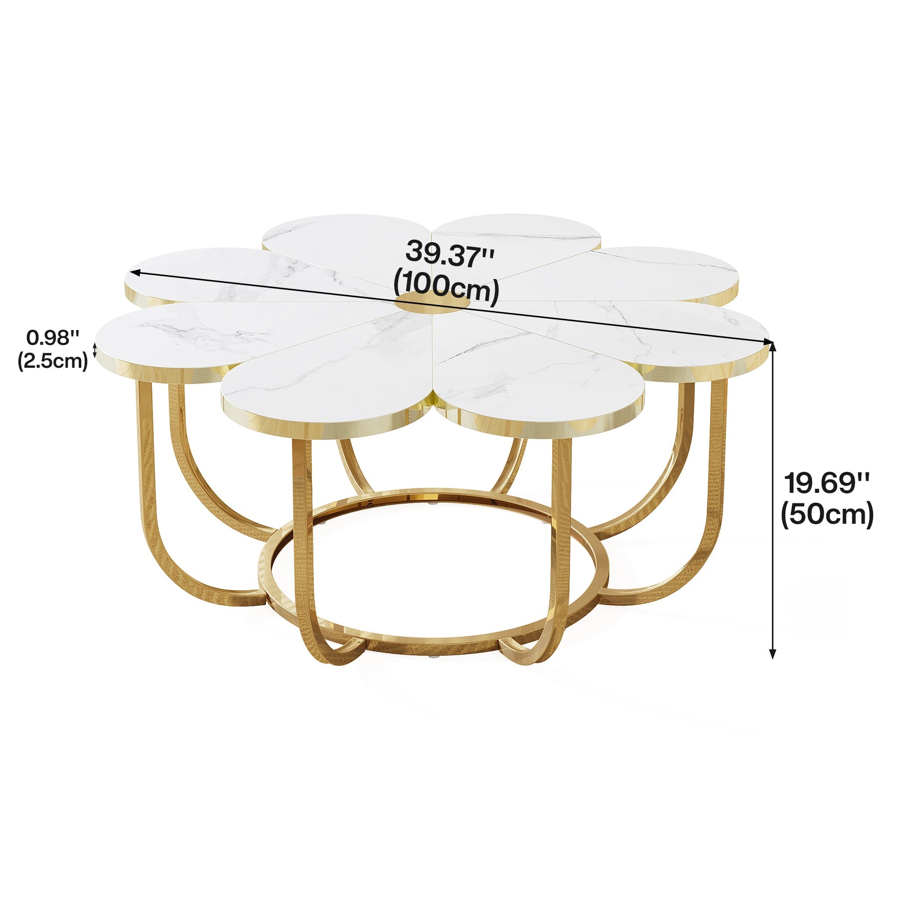 flower shaped coffee table size