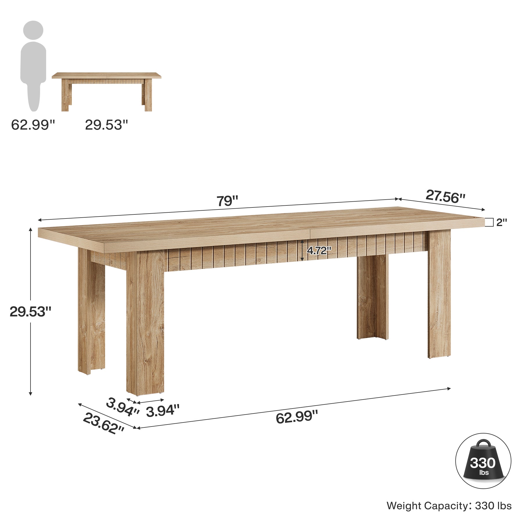 79" Two Person Desk, Large Double Computer Desk for Home Office