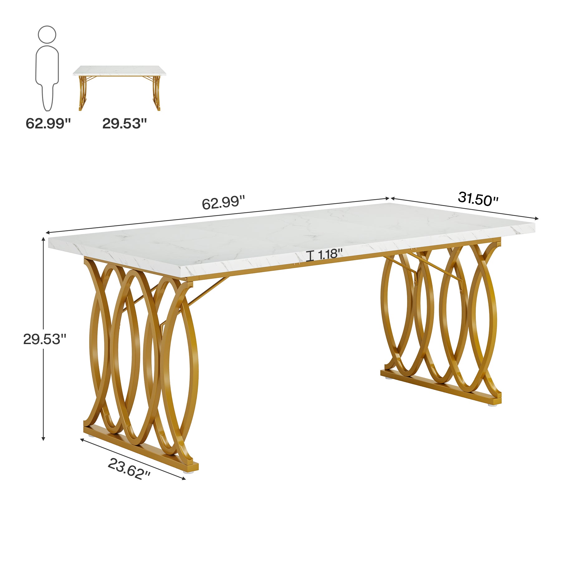 63" Executive Desk, Modern Computer Desk Conference Room Table Tribesigns