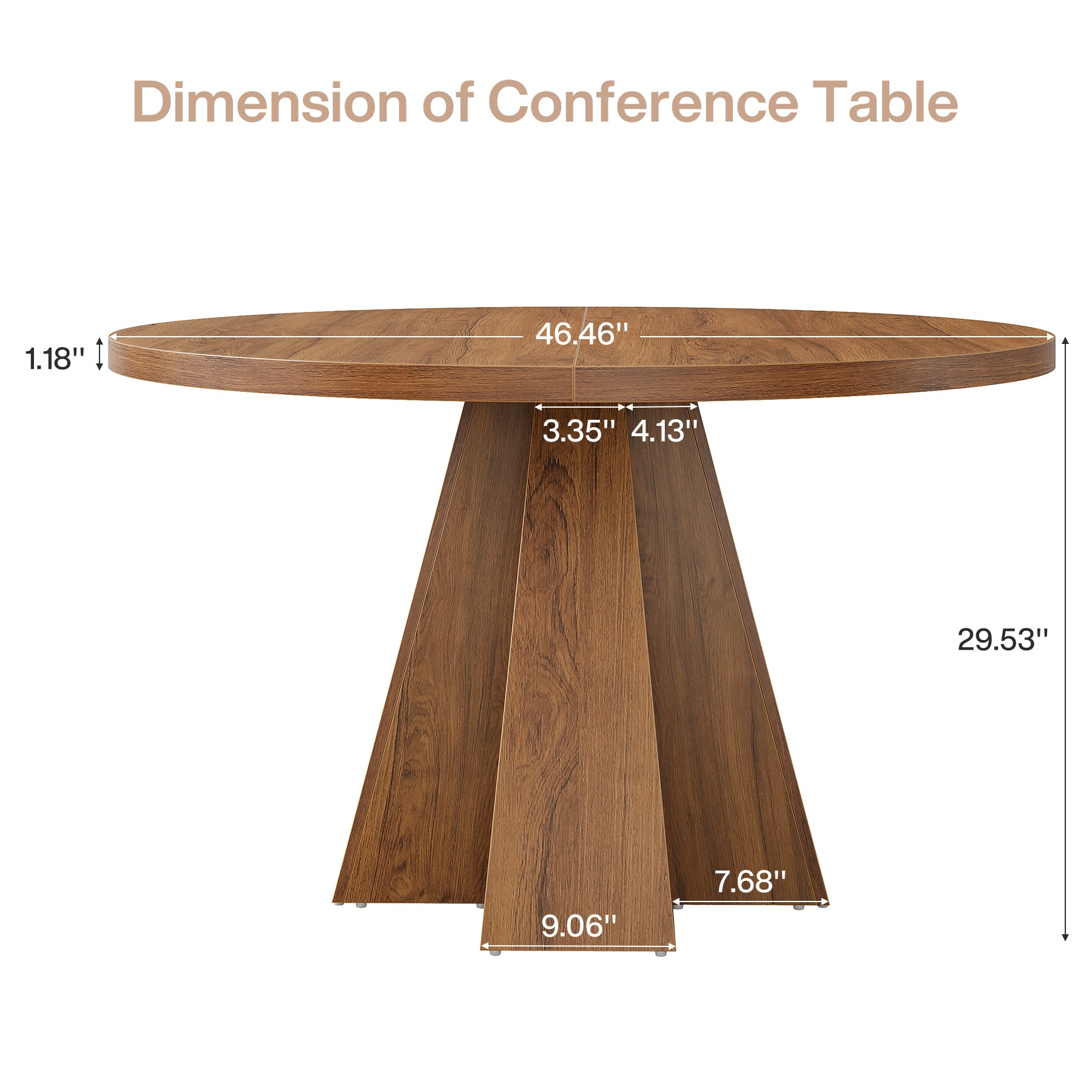 Round Conference Table, Small Meeting Table with Thickened Tabletop