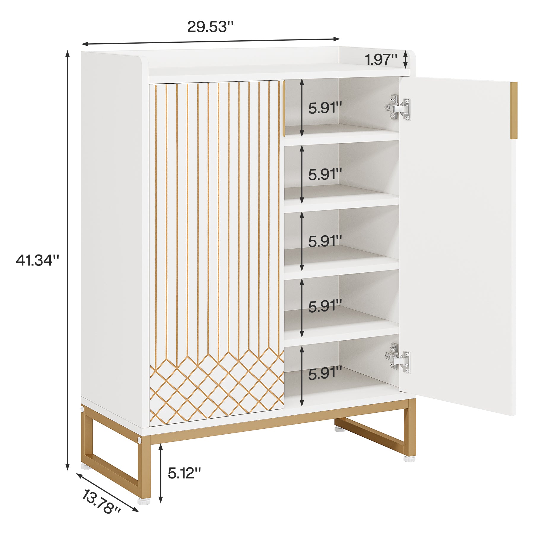 5-Tier Shoe Cabinet with Doors, Freestanding Wood Shoe Organizer for Entryway