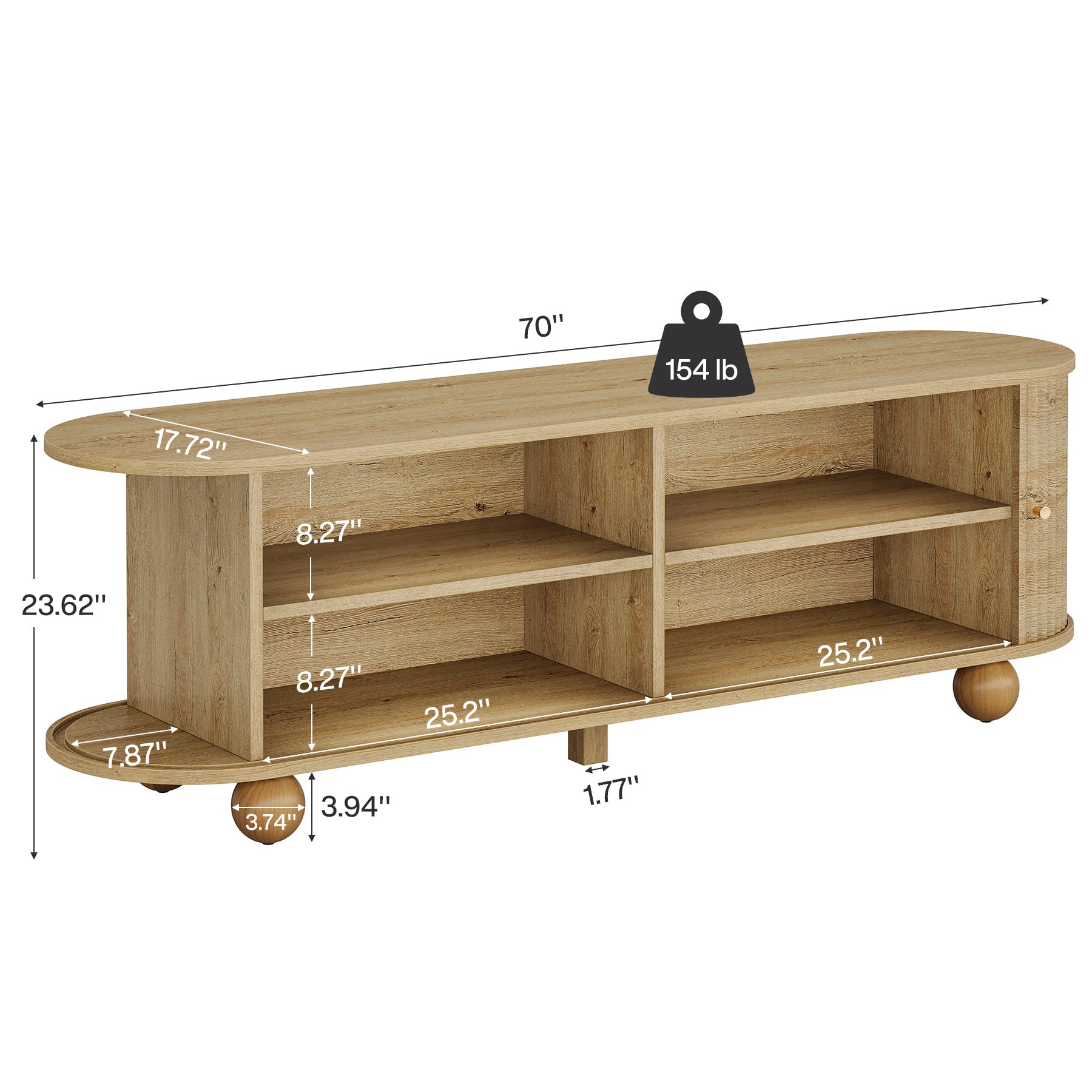 70" TV Stand, Farmhouse Media Console with Shelves and Sliding Doors