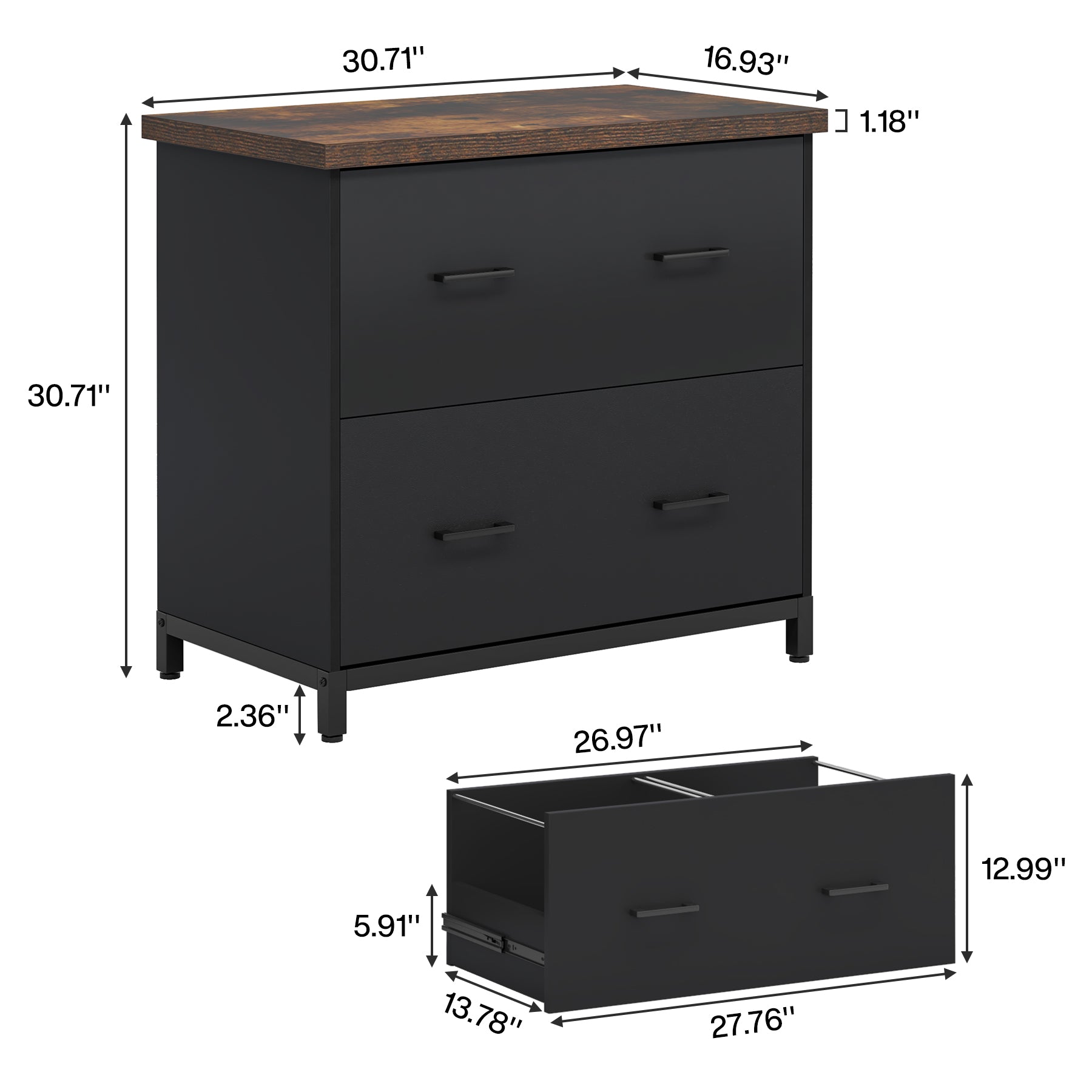 2 - Drawer File Cabinet, Lateral Filing Cabinet Printer Stand Tribesigns