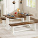 Farmhouse Dining Table Set, 47" Kitchen Table with 2 Benches Tribesigns