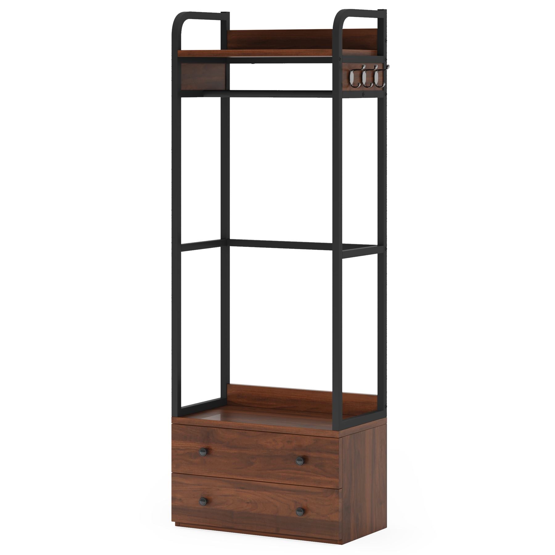 White background image of Tribesigns's Freestanding Closet Organizer, Coat Rack with Drawers and Shelves.